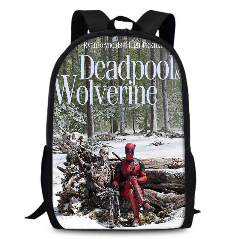 Deadpool Wolverine Backpack 15 Inch Anime Cartoon Lightweight Schoolbag