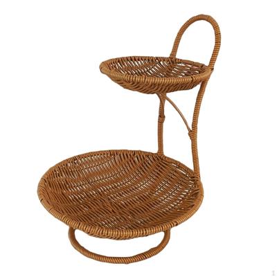Circular Fruit Vegetable Basket with Stand Bread Holder Brown for Kitchen Home Multifunctional PP