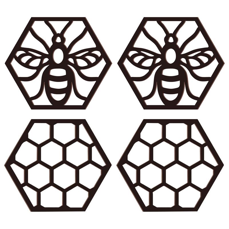 4Pcs Hexagonal Honeycomb Decorated Wooden Crafts For Home Walls Courtyard Decorations Hollowed Out Pendants