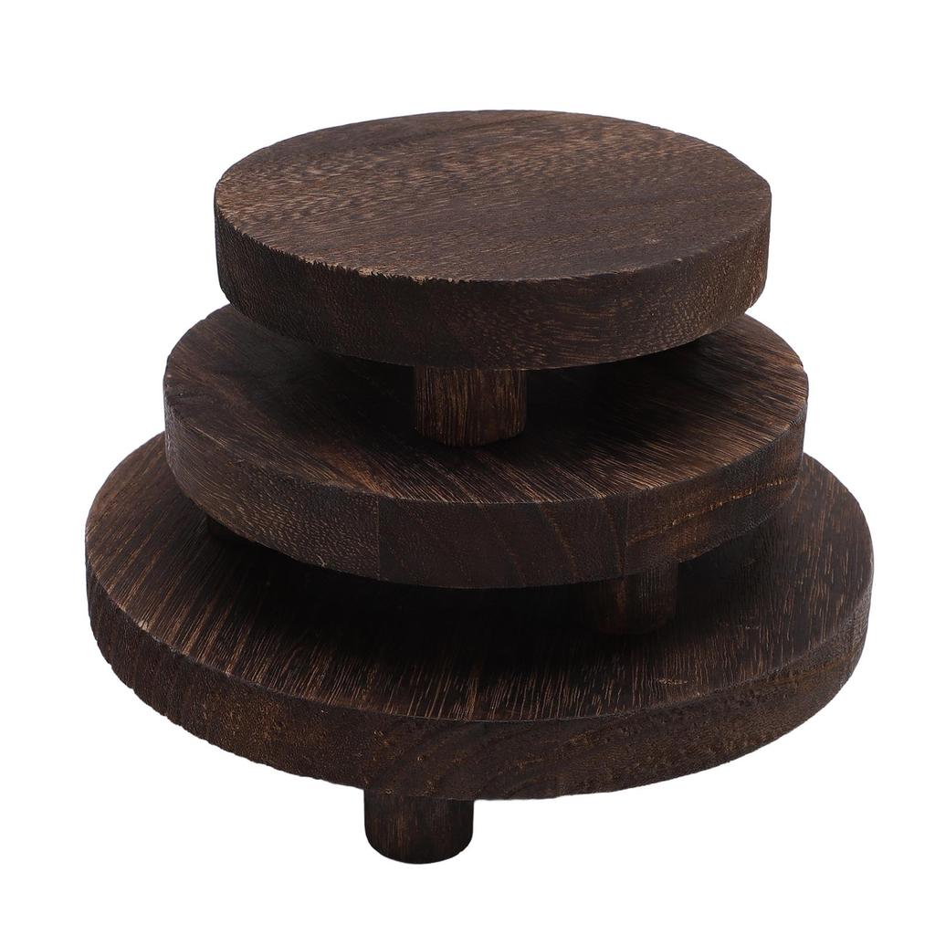 3 Stück Holz Pflanzenständer Blumentopfhalter Aromatherapie Kerzenständer Modernes Rundes Holz Podest für Bad
