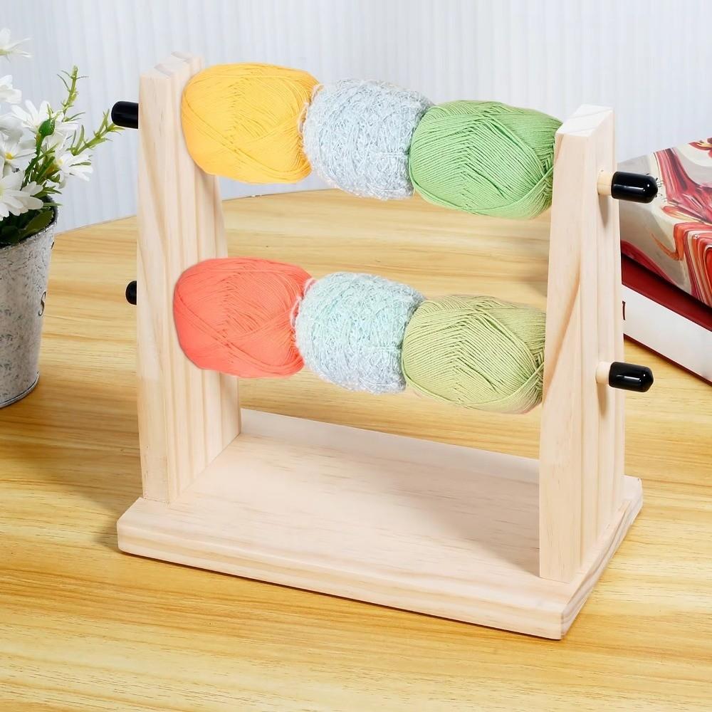 Dvouvrstvý vlněný úložný stojan Vertikální otočný stojan na klubka příze Dřevěný držák na přízi Háčkování