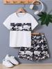 New Hot-Selling Cool Camouflage 3D Printed Short-Sleeved Camouflage Shorts Suit for Boys and Girls Simple Fashionable and Casual Style