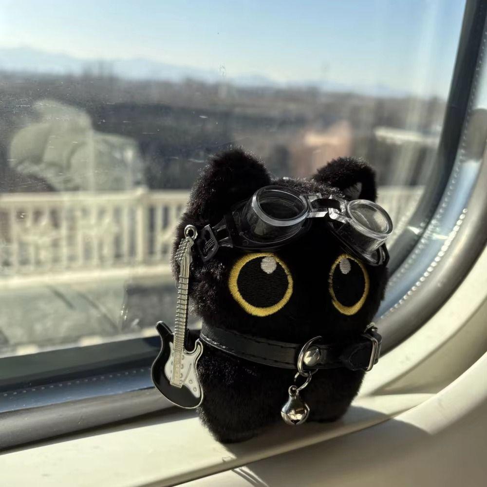 Punk Rock Black Cat Plushies Kitten Soft Cat Pendant School Bags Cat Plush Keychain  Small Gifts