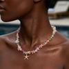 Bohemian Colorful Natural Crushed Stone Choker for Women Creative Crystal Beaded Starfish Pendant Necklace Beach Jewelry Gift