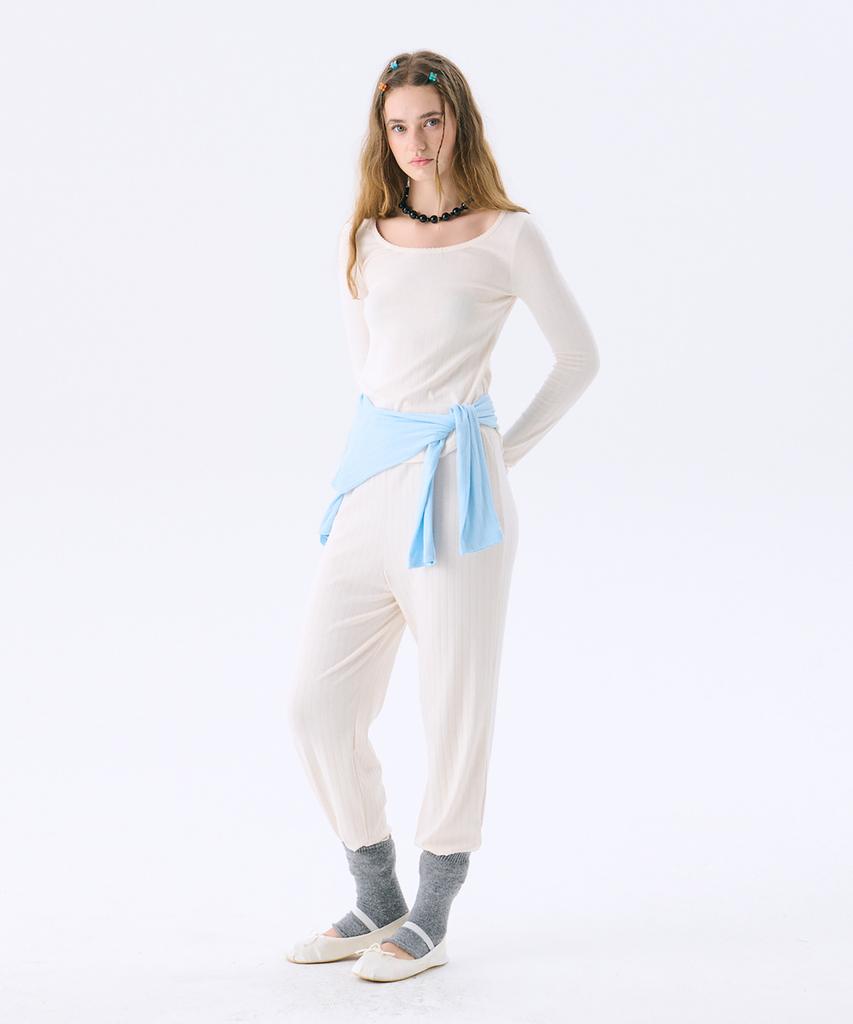 JUNEJUNE SPACE Eyelet Jersey Pants_Cream