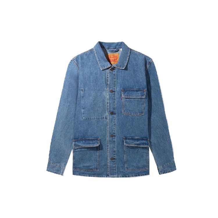 

Джинсовая куртка-поло Levis с логотипом из хлопка и хлопка, унисекс, синяя A0744-0000 L