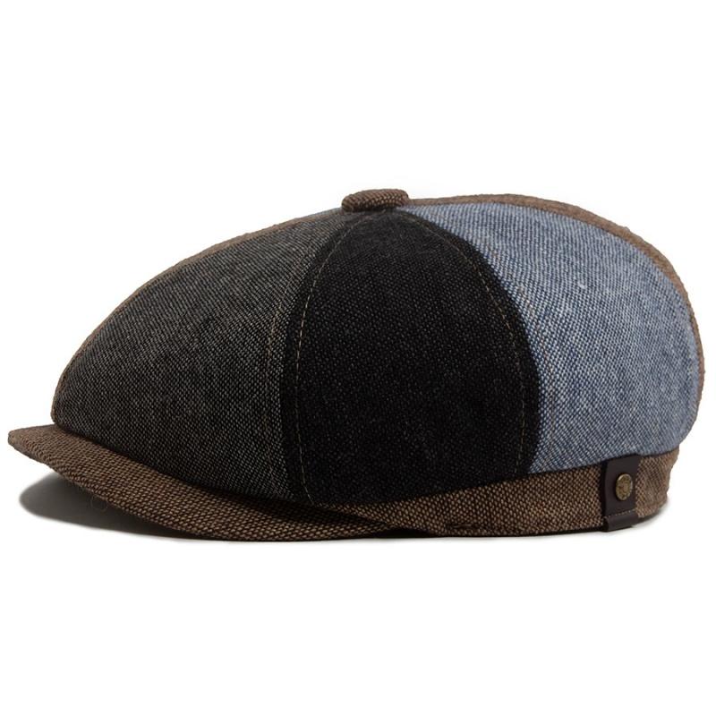 Cappelli Newsboy da Uomo Peaky Autunno Vintage Spina di Pesce Ottagono Cappello Berretti a Righe Casual da Donna Gatsby Cappello Piatto 55-60CM
