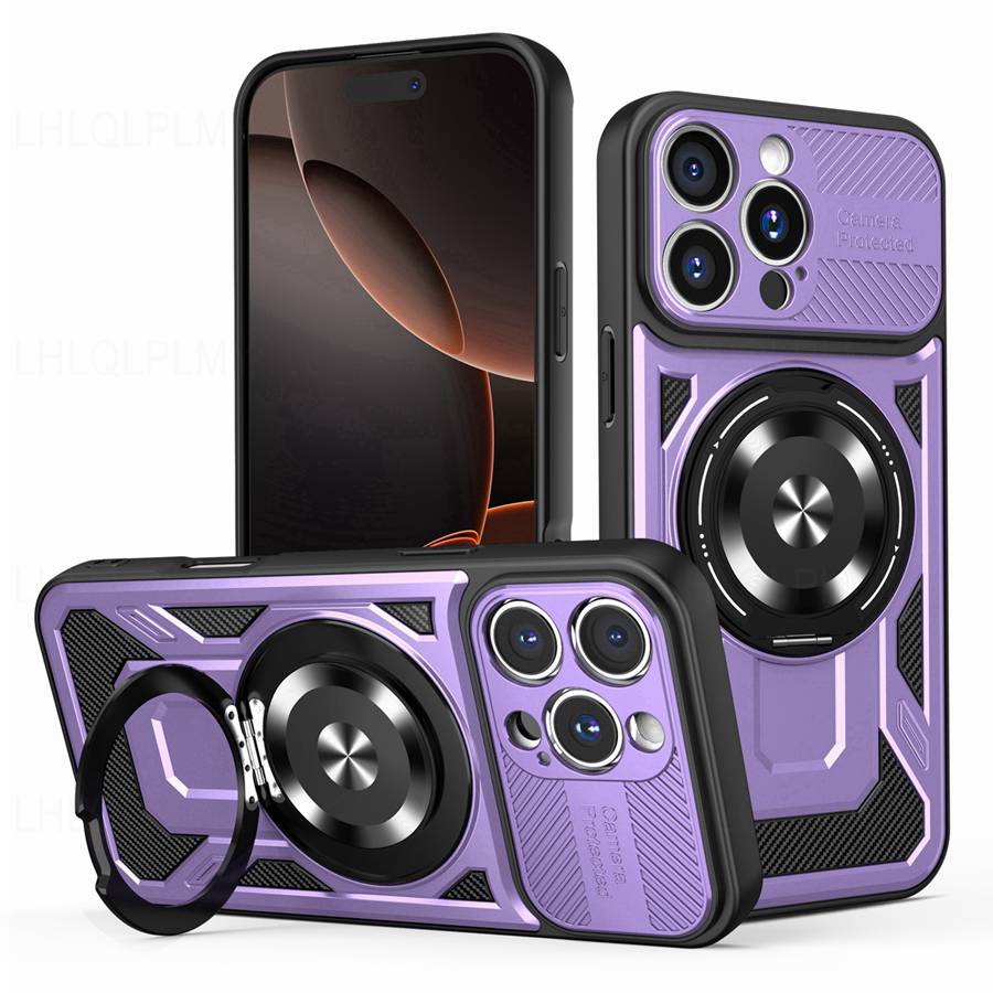 Luxusní Nárazuvzdorné Brnění Magnetický Kryt na Telefon Pro Motorola Moto G84 G54 G34 5G G24 Apple iPhone 15 16 Pro OPPO Reno 13 Realme 14 S Kovovým Kroužkovým Krytem