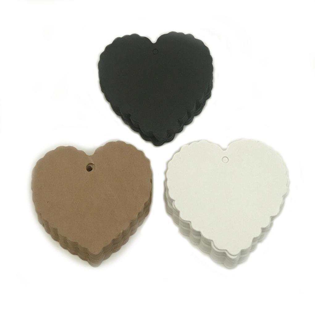100pcs Kraft Paper Heart\-Shaped Solid Color Blank Label Jewelry Gift Postcard Home Wedding Party DIY Decoration Accessories