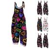 Combinaison Femme Imprimé Décontracté Ample Vintage Bretelles Coton Lin