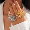 Exaggerated Personality Metal Feeling Flower Opening Ring Cold Wind Jewelry