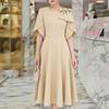ZANZEA Women Casual Round Neck Bows Splice Half Sleeve Loose A-Line Dress
