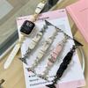 Luxury Diamond Strap for Apple Watch Bands S10 8 9 SE 7 6 Star Leather Women Wristband for iWatch 45 42 46 49 41 44 Ultra 46mm