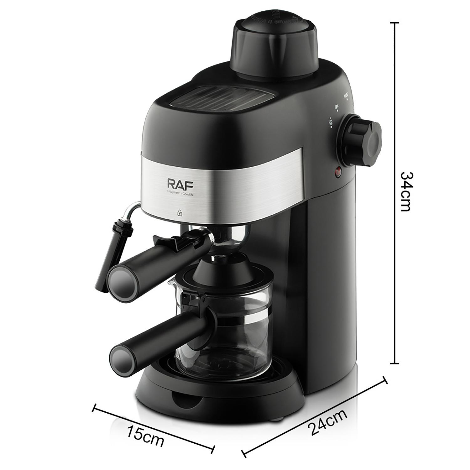 

RAF эспрессо-машина для дома, небольшая полуавтоматическая кофемашина с паровой пенкой высокого давления для офиса, кофемашины для эспрессо, кофейник с чёрный