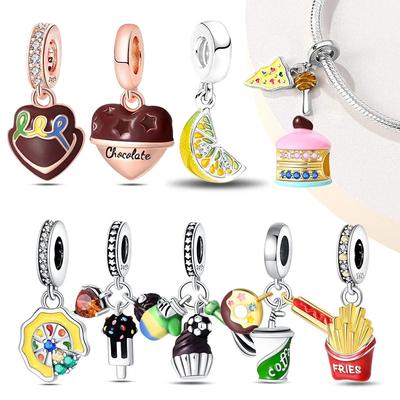 Copper Food Fruit Choclate Beads Fit Original Pandora Bracelet Pendent Dangle For Women Fine Jewelry Charm Gift Diy