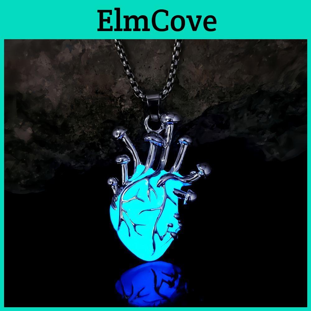 Heart Alloy Shape Luminous Zinc Pendant Halloween Party Luminous Hip Hop Necklace