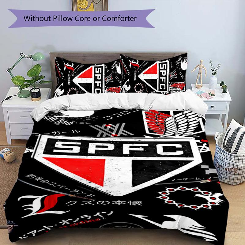 3pcs São Paulo FC Logo Pattern Bedding Set Duvet Cover Set Includes Duvet Cover &pillowcases, Perfect All Season Bedroom Decoration & Gift