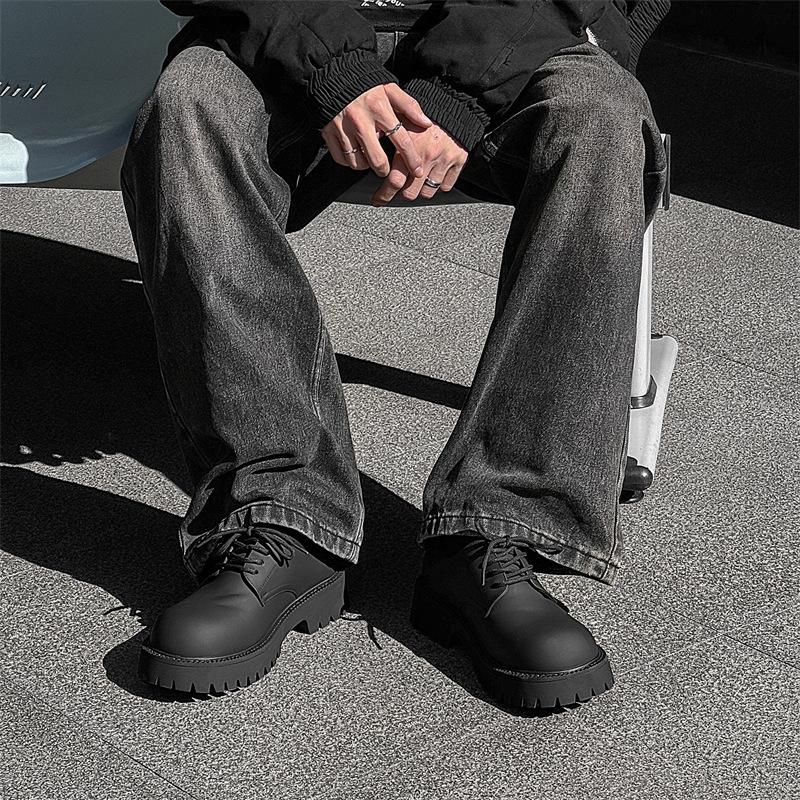 Derby Schuhe Herren 2024 neue Low-Top Martin Stiefel Herren Retro Workwear Schuhe Plateau Erhöhung Lederschuhe 9266-K