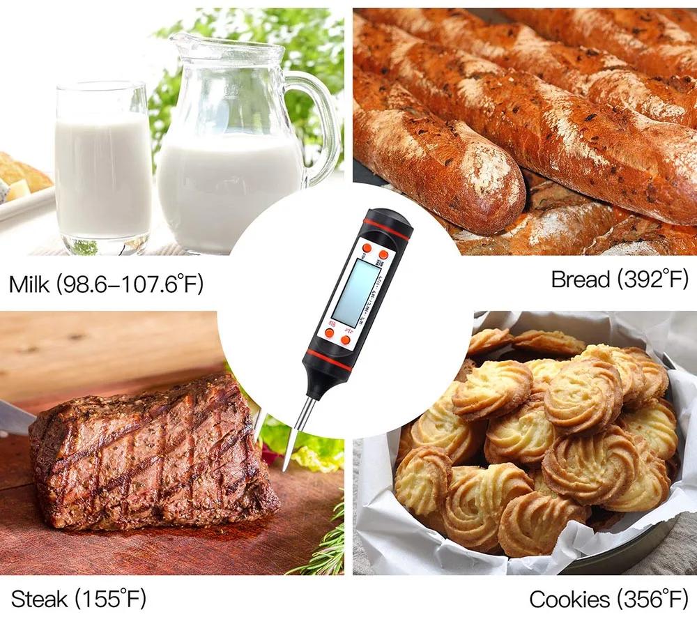 Household Electronic Digital Food Thermometer for Cake Candy Fry BBQ Food Meat Temperature Baking Thermometers with Long Probe