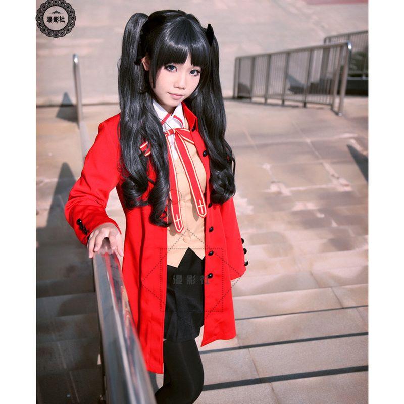 

Fatestaynight Tohsaka Rin and Kirigaya Sakura Cosplay Costumes School Uniforms Red Coat S