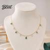 Micro Setting Necklace Faux Crystal Chain for Women Green Cubic