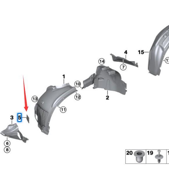 BMW X5 F15 Front Fender Inner Lining Cover, Compatible with Part Numbers 51717325405/51717325406