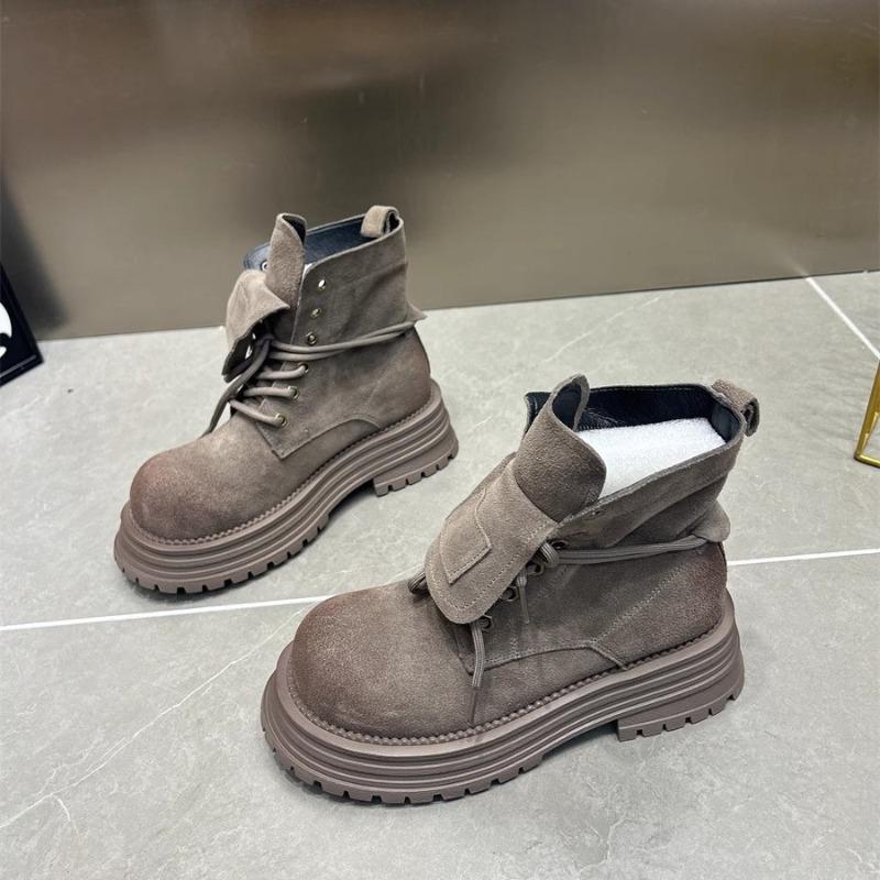 Suede Women's Boots 2025 Autumn/Winter New Style British Style Thick-soled Height-increasing Ankle Boots Retro Women's Shoes