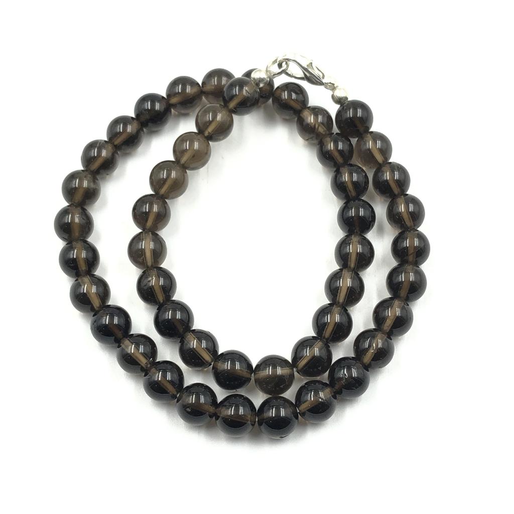 8mm Natural Smoky Topaz Gemstone Beads Jewelry Handmade Natural Beads Necklace 17-20" For Anniversary Gift 8BN-73
