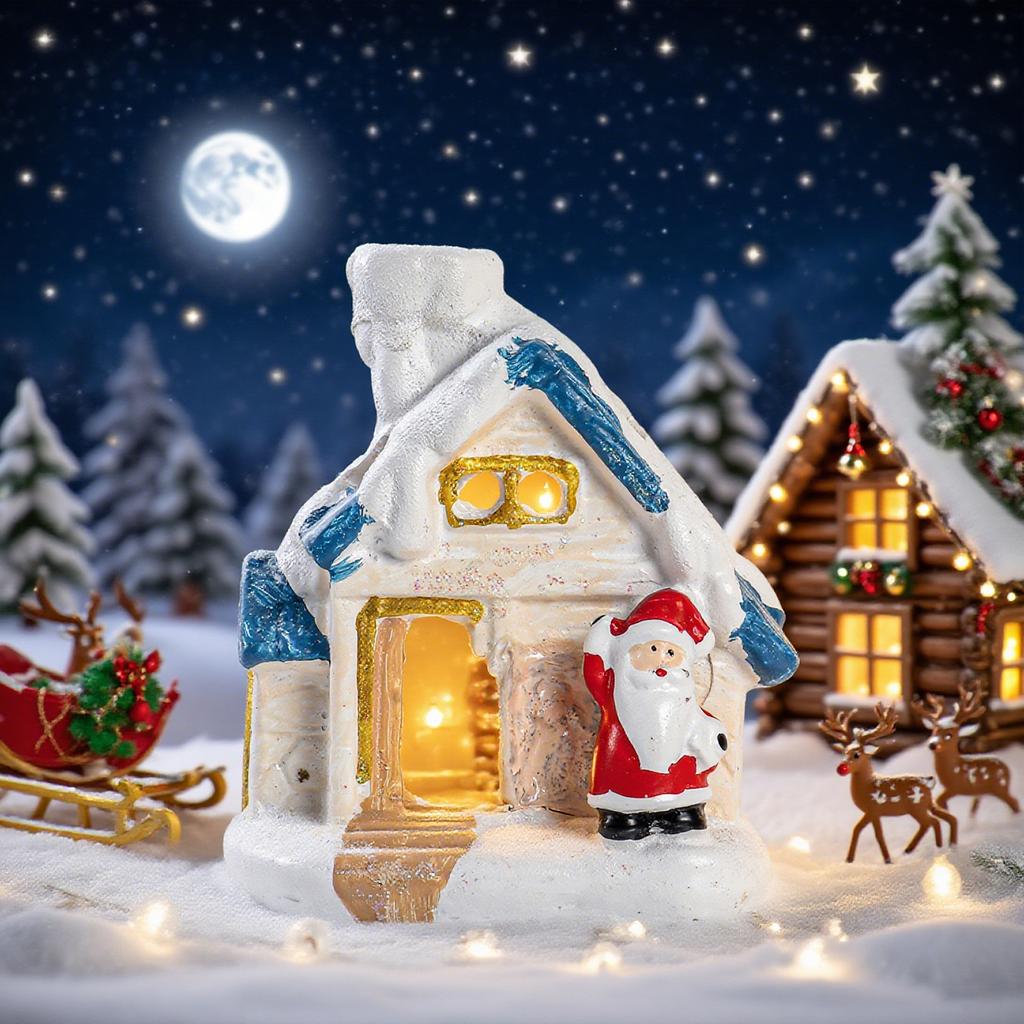 Miniature Christmas Tree Decorations Christmas Scene Decorative Resin Ornaments