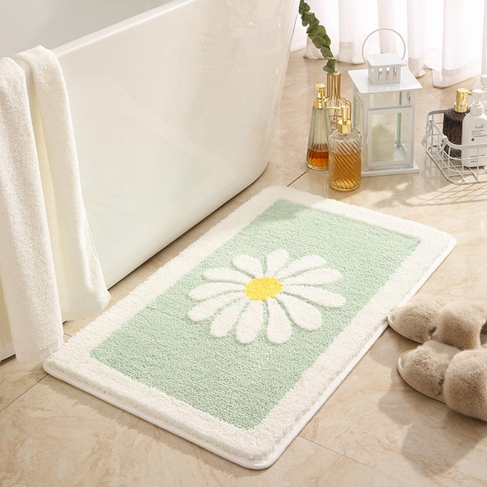 Small Daisy Door Floor Living Room Carpet Bathroom Non-slip Mat Toilet Door Kitchen Floor Mat