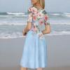 Women's Casual Sundress Summer Boho Beach Dress Floral Blouses For Women O Neck Loose Dresses