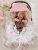 Sleeping bag with hood for car seat, velvet/cotton, 90x90 (pink + eucalyptus)