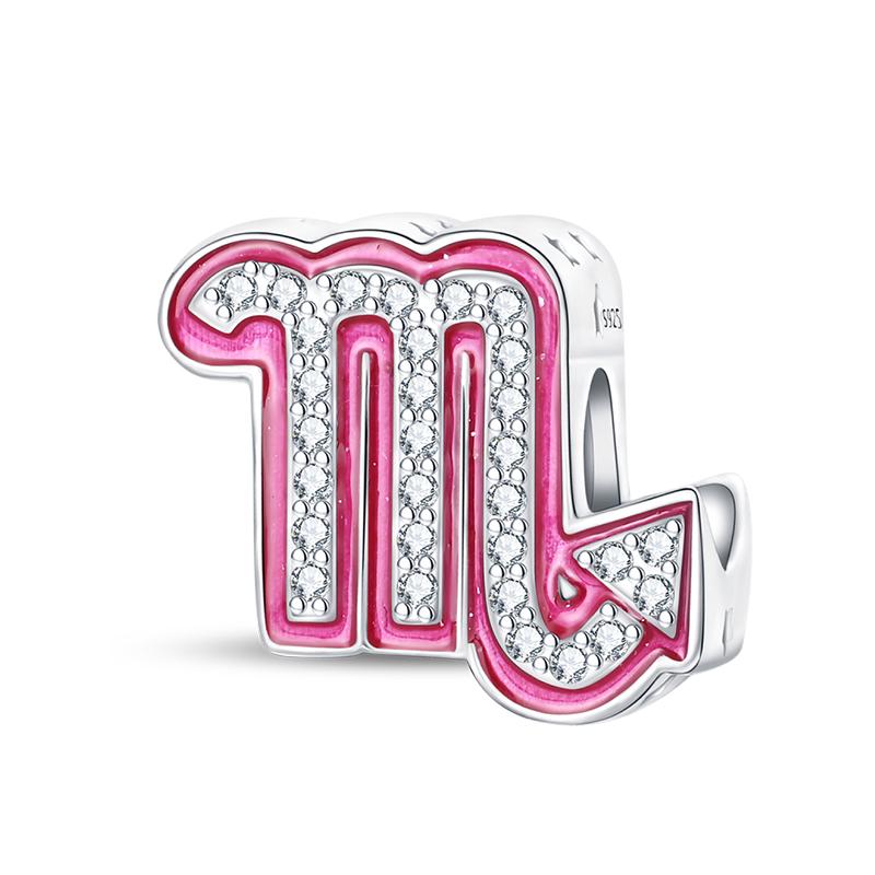 100% Copper Metal 26 Letter Shiny Princess Pink Series Charm Bead Components Bead Components Compatible With Authentic Original Bracelets Do It
