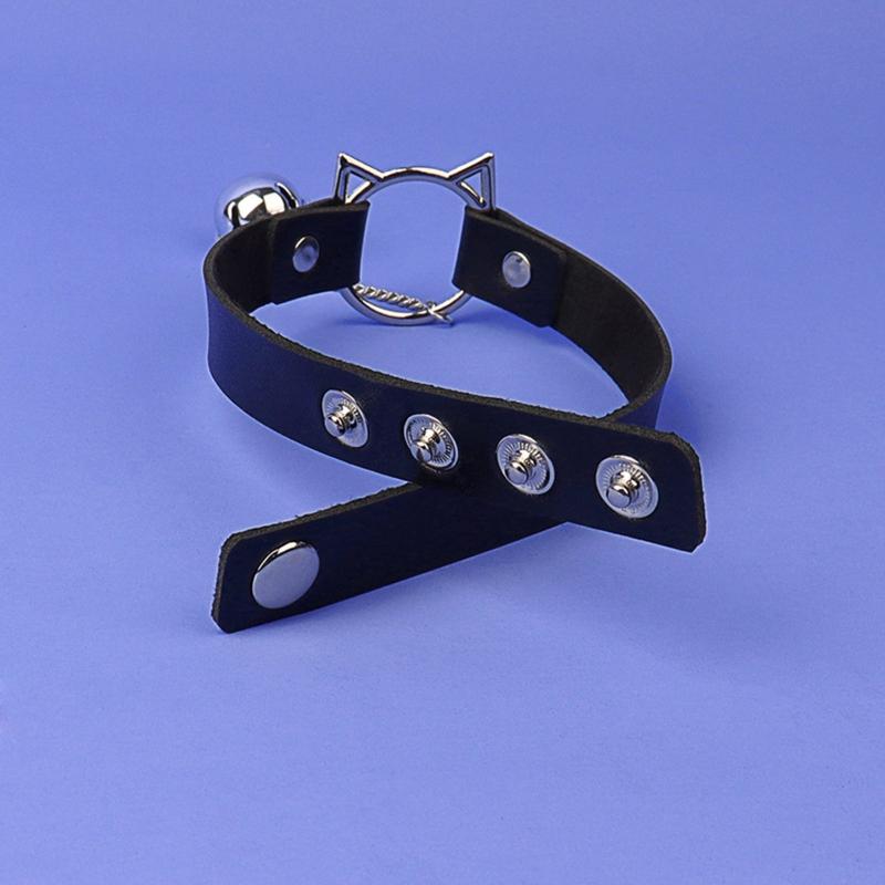 Sexy Gothic Punk Harajuku Halloween Chain Choker Collar Necklace for Women Adjustable Leather for Cat for Head Chocker N