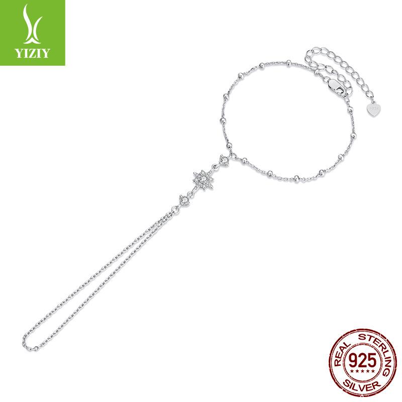 S925 Sterling Silver Mango Ring Bracelet Integrated Chain Simple Personalized Star Jewelry Cross-Border