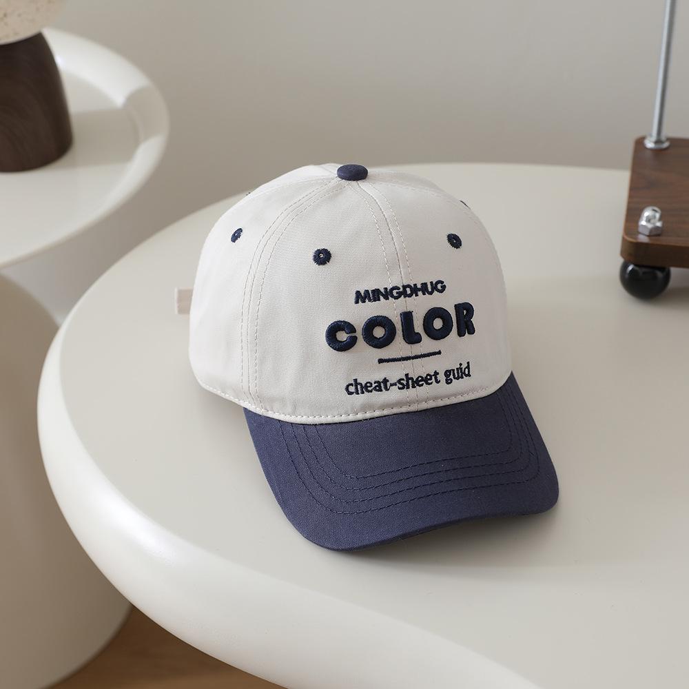 Children's Color Block Baseball Cap: Sun Protection Hat for Boys & Girls - Spring/Summer Patchwork Duckbill Cap with Letter Design.