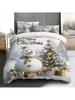 3pcs Christmas Quilt Cover Sets King Size Snowman Print Comforter Cover 3pcs Polyester Quilt Cover Set