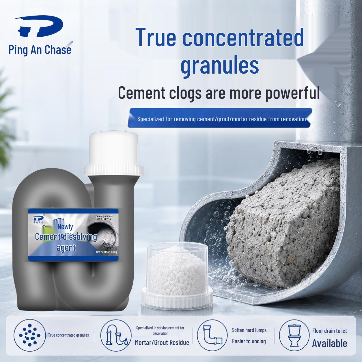 Cement & Tile Dissolver for Clearing, Cleaning, Renovation, and Sewer Pipe Dredging Standard Size