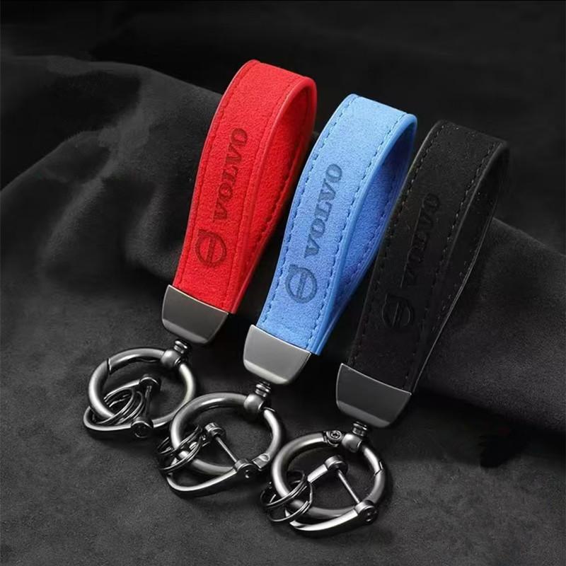 Leather Car Keychain Key Chain Rings Metal Leather for for Volvo XC40 XC90 V40 V90 V60 XC60 S80 S60 S90 C40 V70 XC70 Accessories