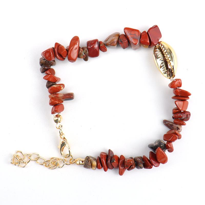 Natural Gravel Crystal Conch Shell Gold Bracelet Ocean Wind Handmade Gravel Bracelet Adjustable B33 pure natural