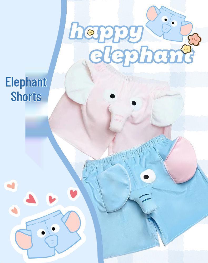 Unisex Funny Squeaky Nose Elephant & Piggy Pajama Shorts