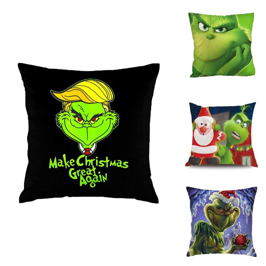 Cozy Grinch 3d Printing Christmas Pillow Case In Super Soft Peach Skin For Festive Sofa Decor
