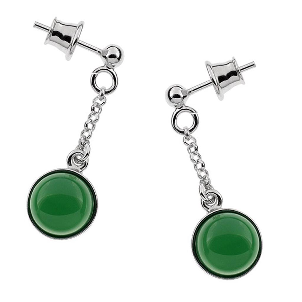 Les Trésors De Lily [Q9300] - Silver Earrings 'Meghan' Green Agate Silver (rhodium-plated) - 30x9 Mm