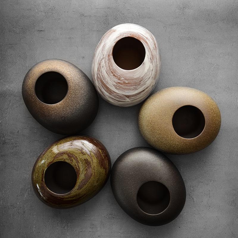 Topf Ellipse Keramik Blumentopf Vase Kieselform Blumensteckschaum Bonsai Zubehör Heimdekoration Sukkulententöpfe Vasen