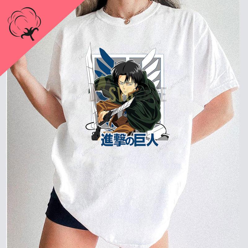 

Anime Shirt Attack on Titan T Shirt Vintage Style Shingeki No Kyojin Short Sleeve Oneck Japanese Unisexga Eren Mikasa Graphic Top S
