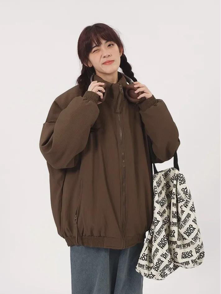 Hong Kong Retro Men's Thick Corduroy Cotton Jacket - Trendy, Loose, Warm, Japanese-Style Winter Coat for Couples