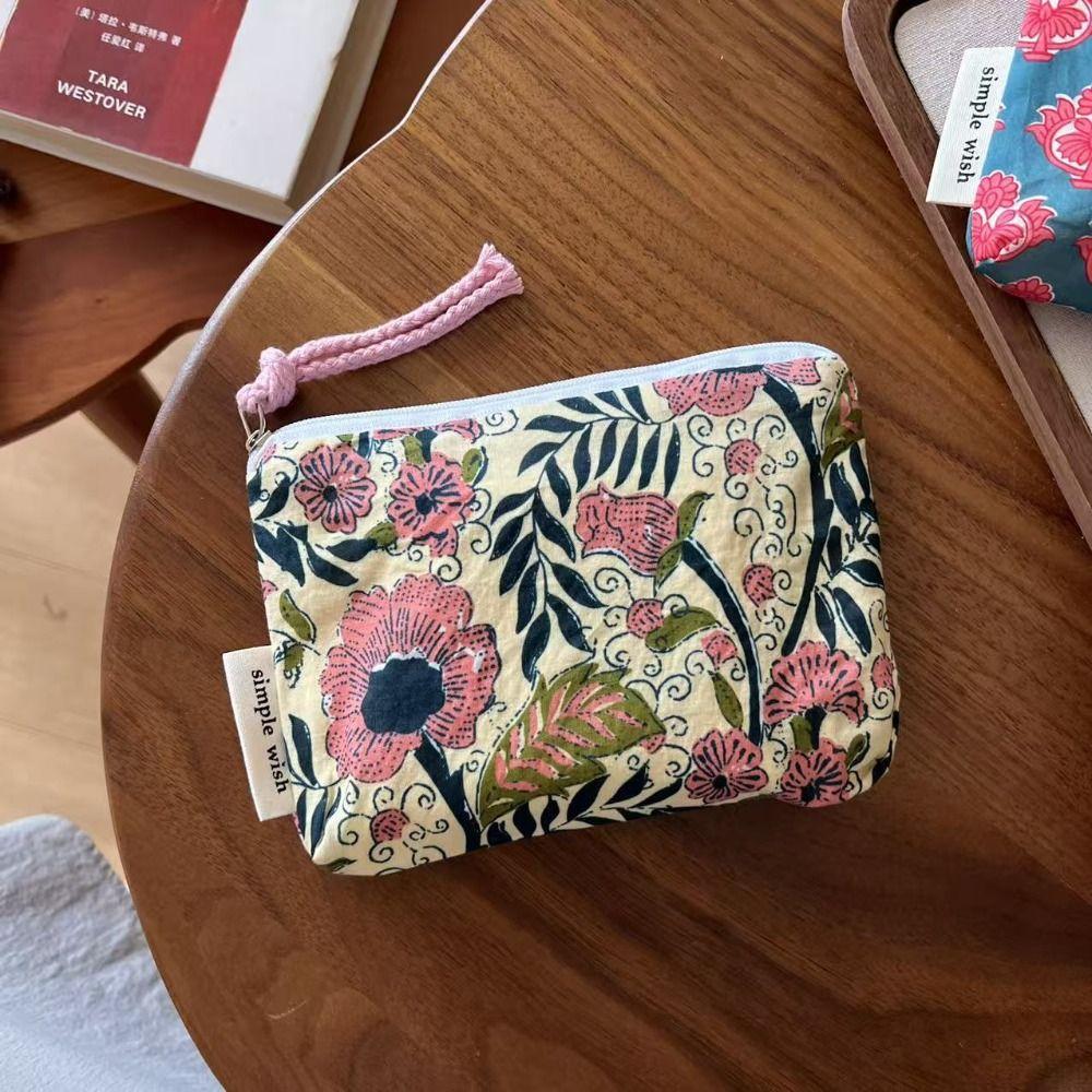 Fashion Vintage Sanitary Napkin Bag Indian Style Cotton Bohemian Coin Purse Mini Zipper Makeup Bag Cosmetic,earphone Etc Storage