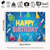2D Flat Kids Science Party Backdrop "Happy Birthday" Lab Test Tube Background Cloth