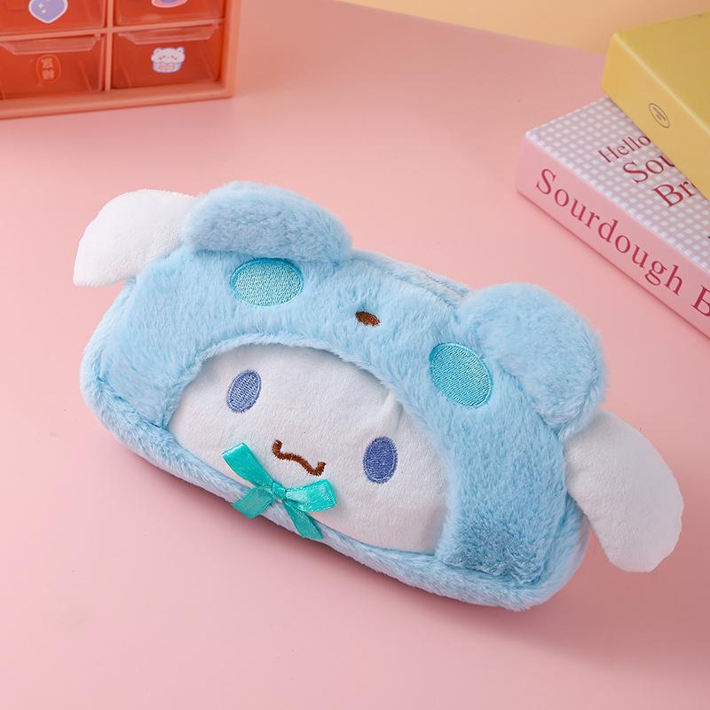 Sanrio Plush Pencil Case Cosmetic Bag Large Capacity Pen Pouch Hello Kitty Kuromi Melody Stationery Storage Bag School Supplies
