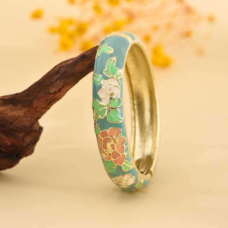 Cloisonné Pfingstrosenblüte Mode Armband - Perfektes Souvenir Geschenk für Freundin oder Mama